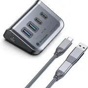 Yottamaster USB 3.2 Hub 10Gbps, USB C Splitter with 2 USB C 3.2 and 2 USB A 3.2 Ports, Triangle Desktop USB Hub with 1.64ft Cable for PC, Laptop (GA1-2A2C-G2-GY)