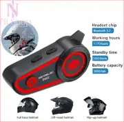 Motorcycle Helmet Bluetooth Headset Hands Free Call Waterproof Ambient Light 10M