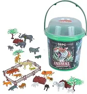 Wild Republic Animal Toys Large Bucket, Elephant, Tiger, Polar Bear, Giraffe, Zebra, Moose, Cheetah, Gorilla & More, 36 Piece Animal Figurines Set