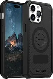 [ROKFORM] iPhone 15 Pro Max Case, Rugged Series, Magnetic, iPhone 15 Pro Max Cover with RokLock Twist Lock, Protective Apple Gear, Drop Tested Armor (Black)