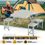 33" Foldable Camping Table Set Portable 4 Seats Outdoor Picnic Desk Dining Table