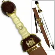 Maximus Roman Gladiator Sword Gold Medieval Gladius | Leather Wrapped Scabbard w