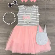 Toddler Baby Kid Girls Stripe Rabbit Patchwork Skirt Princess Dresses Clothes✅