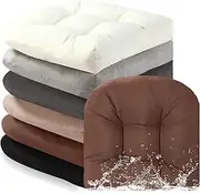 Thyle Outdoor Chair Cushions Set of 6 Waterproof Sun Protection Square Tufted Overstuffed Patio Furniture Seat Cushion for Patio Furniture Dining Indoor 19" x 19"(Neutral)