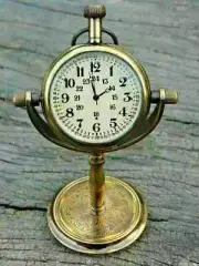 LIARA-Table Clock Solid Brass Stand Nautical Maritime Antique~Hanging