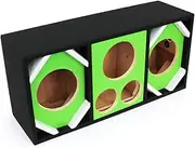 DEEJAY LED D6T2H1VYGREEN Two 6-in Woofers Plus Two Tweeters and One Horn Green Empty Chuchera Speaker Enclosure