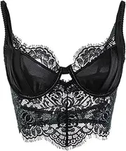 [Zcargel] Summer Mesh Sexy Bustier Tops Lace Crop Top Sleeveless Corset Sexy V Ruffled Bra Backless Tops
