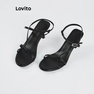 Lovito 女休閒素色十字高跟鞋 L72AD208