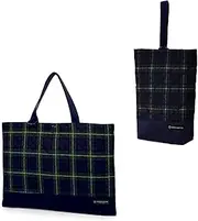 COLORFUL CANDY STYLE NK301100 Lesson Bag, Shoe Case, Set of 2, Lesson Bag, Shoe Case, Preparation for School Admission, Stylish, Common Tartan, Dark Green