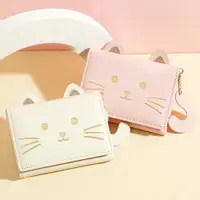 在飛比找ETMall東森購物網優惠-韓版卡通貓咪多功能折疊女錢包