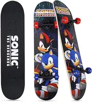 Sonic - Character Skateboards, Sonic vs. Shadow, Cruiser Skateboard with ABEC 5 Bearings, Durable Deck, Smooth Wheels (Choose from Sonic, Shadow, or Other Characters)