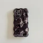 YOGISU Luxury Silver Meteorite Texture Wavy iPhone 11 Case, Full Shiny Anti-Drop Case (For iPhone 11/Black)