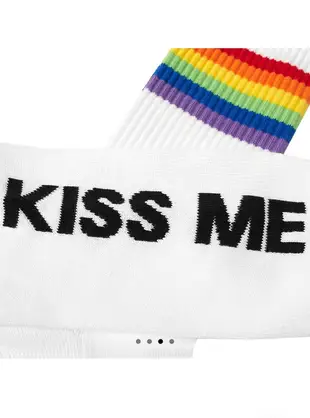 賠售 BALENCIAGA Rainbow Kiss Me Socks 白色中長襪 彩色 巴黎世家 彩虹