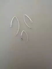 925 Sterling Silver Sparkle V Shape Ear Wire | Textured Flat Ear Wire | 19Gauge
