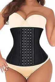 [Kimikal] Women Latex Waist Trainer Underbust Steel Boned Corset