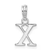 Sterling Silver Rhodium-Plated Polished Block Initial -X- Pendant