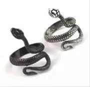 Snake Steel Ring Gothic Punk Men Women Jewelry Resizable Fashion Gift