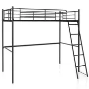 Costway Single Loft Bed Frame Heavy-duty Steel Bed w/High Guard Rails &Ladder Underneath Floor Space
