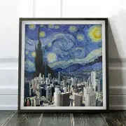 Van Gogh's The Starry Night & Chicago - Van Gogh Canvas Print Art Gift Wall