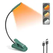 Lightweight Rechargeable 10 LED Amber Book Light for Reading in Bed, Eye Green