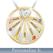 "My Family, My Sunshine" Engraved Crystal Birthstone Pendant
