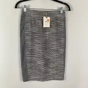 Marine Layer Tweed Panel Pencil Skirt Size Small Charcoal Cream Pull On