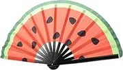 SOLUSTRE Watermelon Folding Fan Rave Hand Fan Fan Wedding Folding Fans Wedding Hand Fan Handheld Fans Glow Folding Hand Fans Dance Fan Props Fan Large Folding Hand Fan Wooden