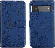 Compatible with Google Pixel 6 Pro 5G Cover,Compatible with Google Pixel 6 Pro 5G Flip Kickstand PU Leather Wallet Phone Case Blue