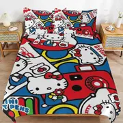a1190 Hello Kitty Duvet Cover Set, 3 Piece Bedding Set 86x70" Double Sided Printing Decorative Comforter Cover Set (1 Duvet Cover + 2 Pillow Shams)" j