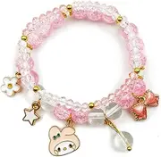[Cicod] Kawaii Bracelets Crystal Beads Bracelet Set Cute Cartoon Elastic Beaded Pearl Bracelets Jewelry for Girls Women Bff Friendship Gift