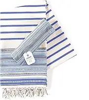 UniQloth Peshtemal Turkish Beach Towels Set of 2 - Oversized Cotton Beach Towels 40x72 - Sand Free Quick Dry Beach Blanket for Adults - Extra Large Towels for Beach Bath Pool Yoga Travel - Blue
