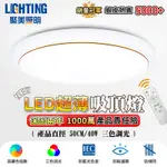 【聚美照明】LED吸頂燈 80W5-7坪 50CM金邊圓形吸頂燈 新款三色無極遙控調光 簡約現代客廳圓形書房陽台臥室燈飾（保固兩年 售後無憂）