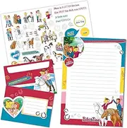 Papierdrachen Letter Pad Set - 50 Colourful Printed Letter Sheets - Sticker Sheet - 20 Matching Envelopes - Gift Idea for Children (Bibi and Tina)
