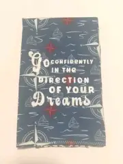 Handmade Blue Nautical Compass Boat Tea Towel Cotton Dreams Quote Gift 16" x 20"