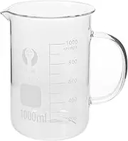 SOLUSTRE Glass Beaker with Handle and Spout 1000ml Lab Measuring Pitcher Clear Science Measuring Cups Liquid Pouring Measure Jug Mixing Pitcher Measurement Cup Chemistry Mug Glassware