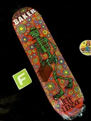RARE Jeff Lenoce Skeleton Day Of The Dead Baker Skateboard Deck In Shrink