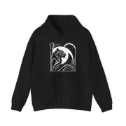 Adult Unisex Hoodie Sweatshirt Retro Sleek Panther Art Deco Black White Classy