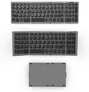 Foldable Bluetooth Keyboard,Pocket Size Portable Mini BT Wireless KeyboardTri- Folding Portable with Numeric Keypad for Android,Windows,PC,Tablet,USB Rechargeable for Travel,Home Office