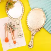 Pieces Vintage Handheld Mirror Portable Embossed Flower Mirror Hand Held Decor