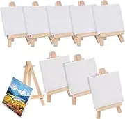 12Sets Mini Wooden Painting Easels with Blank Canvas Boards for Art Projects Crafting and Creative Expression for Beginners and Young Artists