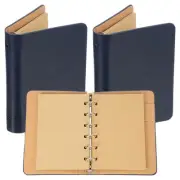 Binder Cover 2pcs A7 Kraft Leather Notebook with 50 Sheet Paper, Dark Blue
