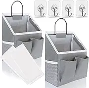 Kanrichu 2pcs Small Wall Hanging Baskets for Organizing, Wall Hanging Storage Bags as Over the Door Organizer, Wall File Organizer, Rv Storage and Organization. For Bedroom, Office, Camper (Gray)