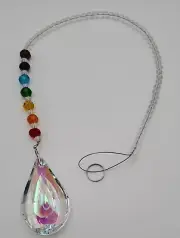 Crystal Glass Chakra Beads Prisms Suncatcher Pendant Ornament Window Decor 15"