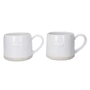 2pc Mikasa Farmhouse Heart Stoneware Coffee Mugs Cups 380ml White