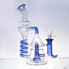 New Glass Coil Tornado Water Bong Pyrex Hookah Pipe Percolator Bubbler W/ bowl