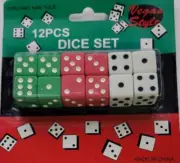 Dice in White, Red, Green for Board Games Activity Casino Theme Party Favors 12
