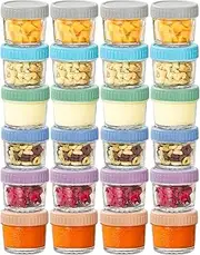 DIOZYRA 24 Pack Glass Baby Food Storage Containers,4oz Leakproof Baby Food Jars with Lids,Small Meal Prep Jar for Infant Baby Food,Fruit,Vegetable Purees,Freezer & Microwave Safe