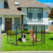 8 Panels 33'' Dog Pen Pet Playpen Kennel Puppy Exercise Barrier Outdoor Indoor