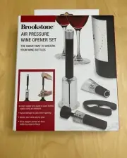Brand New Brookstone Black Air Pressure Wine Opener Set Corkscrew Bar Tools