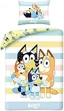 Halantex Bluey Bingo Bandit Chilli Reversible Duvet Cover Set 140 x 200 cm Pillowcase 70 x 90 cm Multi-Coloured 100% Cotton